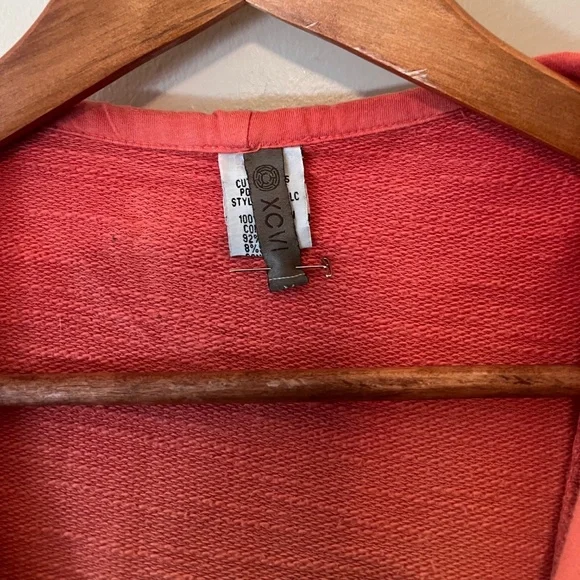 XCVI Women' s 3/4 Sleeve Hooded Zip Jacket Lightweight Gray/Orange Ombre--SZ Med - Picture 10 of 10